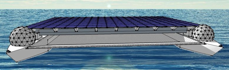 Solution - Solar Robotic Barges take the Plastic Trash to recycling stations.